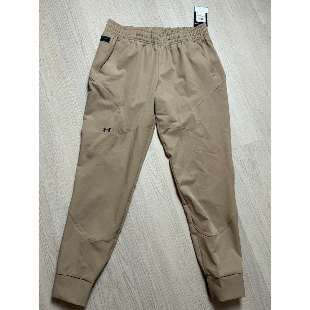 NWT Under Armour Unstoppable Joggers Womens Small S Beige Khaki Pants Loose Fit